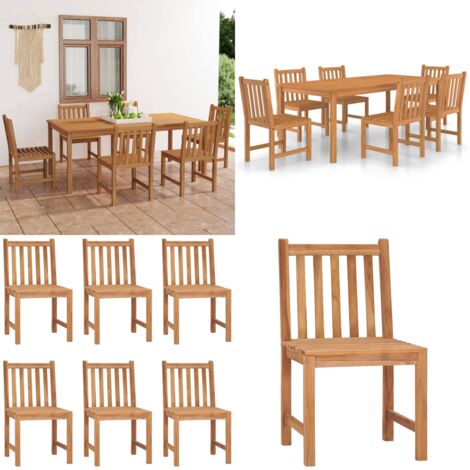 Conjunto de comedor de jardín de 7 piezas, 200 x 100 cm, madera maciza de teca - Mesa de jardín - Sillas de jardín