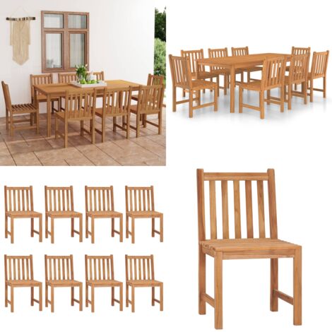 Conjunto de comedor de jardín de 9 piezas, 200 x 100 cm, madera maciza de teca - Mesa de jardín - Sillas de jardín