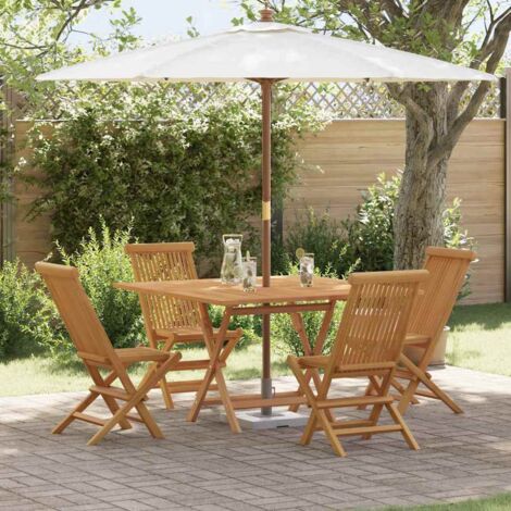 Conjunto de Comedor de Jardín Marrón Madera de teca maciza vidaXL