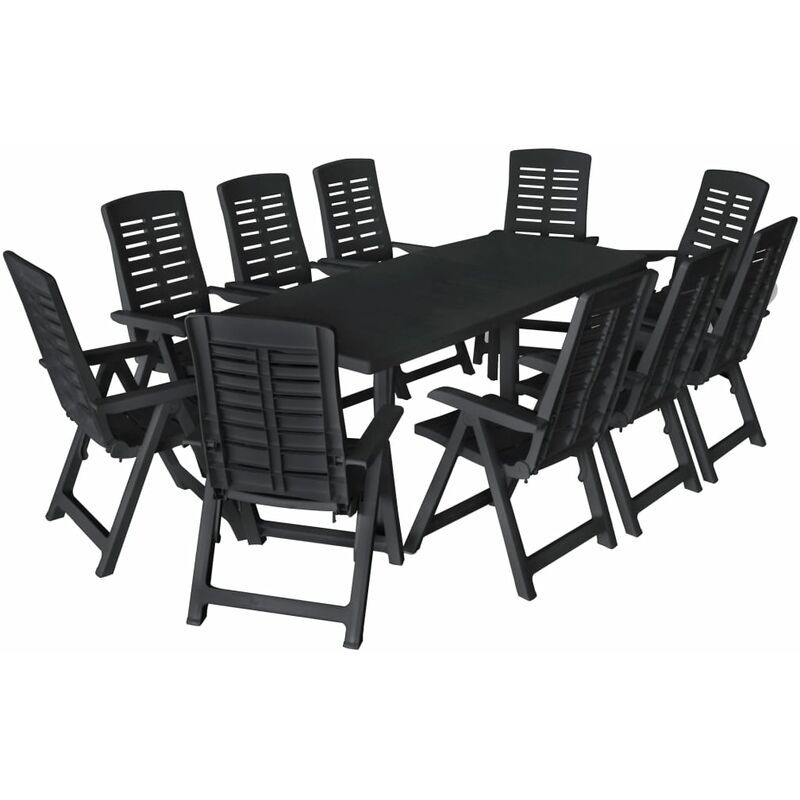 

Conjunto de comedor de jardín 11 piezas plástico gris antracita - Gris