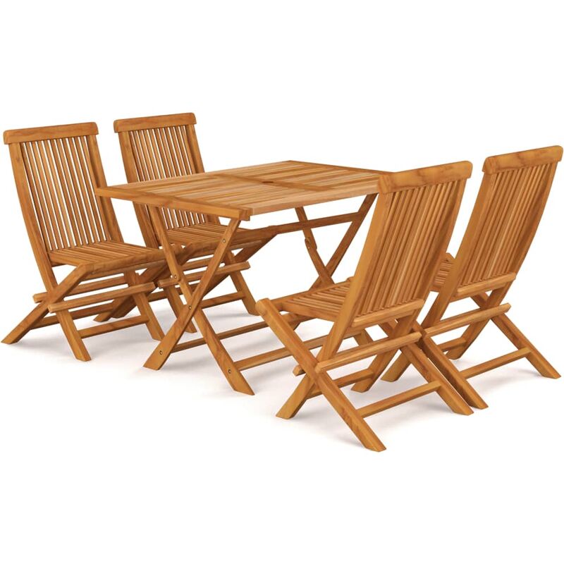 

Conjunto de comedor de jardín 5 piezas madera maciza de teca - Marrón