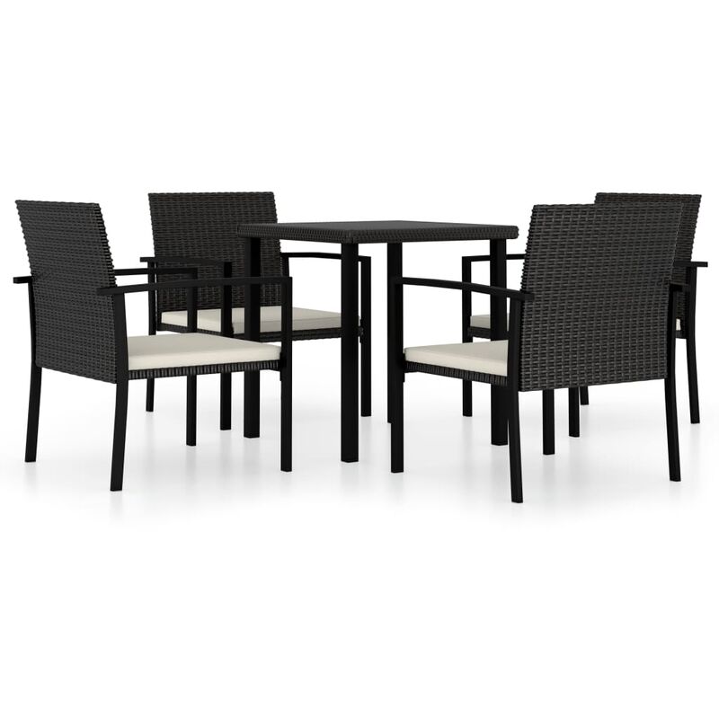 

Conjunto de comedor de jardín 5 piezas ratán sintético negro - Negro