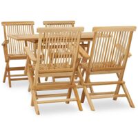 Conjunto de comedor para jardín 5 piezas madera maciza de teca