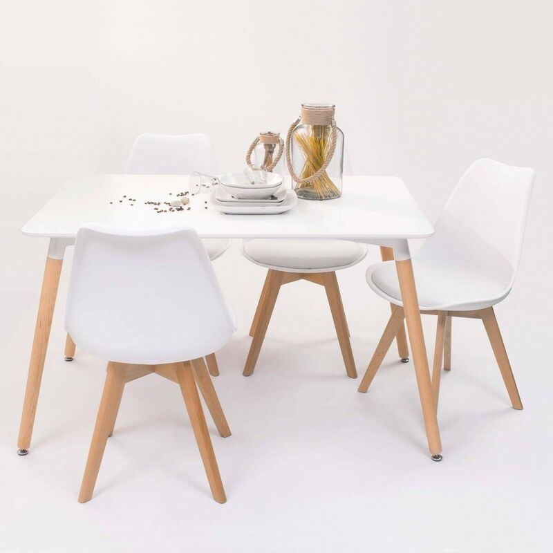 

Conjunto de comedor TOWER DAY 120 con mesa lacada blanca de 120x80 cm y 4 sillas DAY | 120x80 - BLANCO - BLANCO