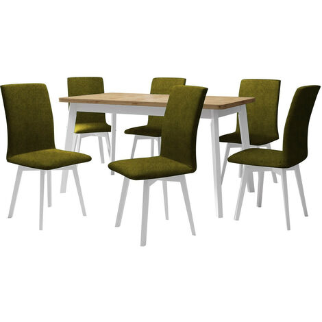Conjunto de comedor Victorville 326, Blanco, 75x80x140cm, Diámetro: 0, Número de asientos: 6, Estilo: Contemporary