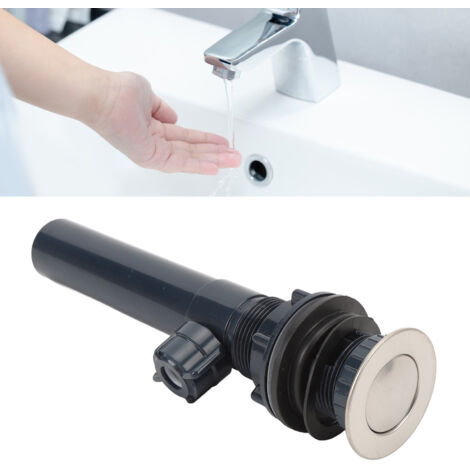 Conjunto de desagüe con varilla de elevación – Desagüe emergente de acero inoxidable antiobstrucción para lavabos de baño con accionamiento mediante cable de acero – ABS