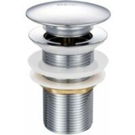 Conjunto de desagüe para lavabo con certificación CE — Desagüe para lavabo de baño (Acero inoxidable) — Tapa de apertura automática grande, sin rebosadero (Tapa de cobre + Sello de silicona)