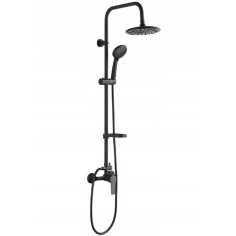 Conjunto de ducha de pared negro con grifo Enna