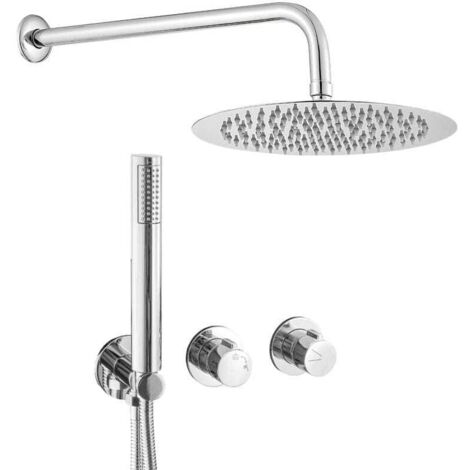Conjunto de ducha empotrada a pared monomando GRAMOLA cromado  Ø 30cm