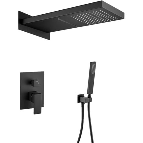 Conjunto de ducha empotrada monomando NIAGARA negra Negro