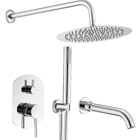 Conjunto de ducha empotrada monomando redonda ROMA cromado  Ø 30cm