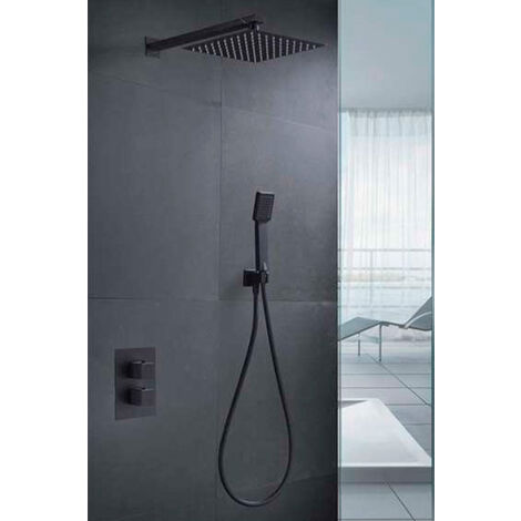 Conjunto de ducha empotrada termostatica negro mate Serie Cies - IMEX