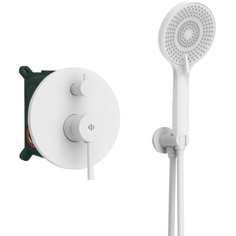 Conjunto de Ducha Empotrado  Modelo SIRIOEMPOTR-D  Fabricado en Latón  Termostático  Acabado en Blanco