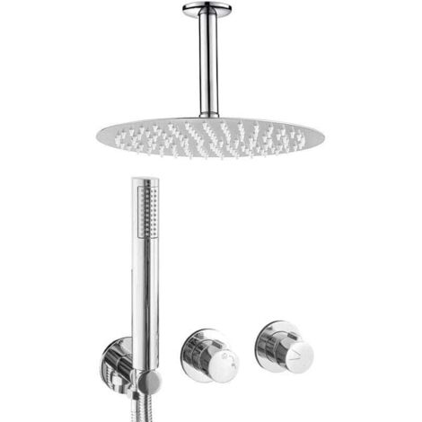 Conjunto de ducha monomando empotrada a techo GRAMOLA cromado  Ø 20cm