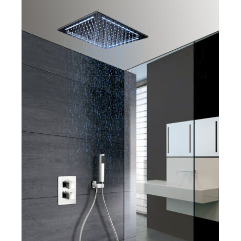 Conjunto de ducha Rain Light Quadro (LED blanco frío de ambiente)
