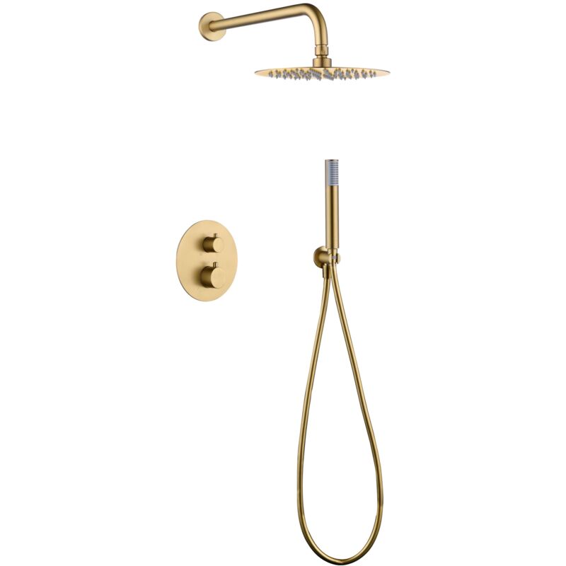 Imex - GTM039/OC monza Conjunto Grifo Ducha Termostático Empotrado Oro Cepillado - ref: GTM039/OC