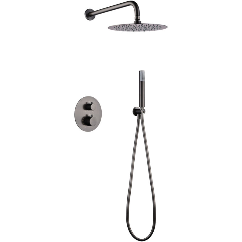 IMEX GTM039/BGM MONZA Conjunto Grifo Ducha Termostático Empotrado Black Gun Metal - ref: GTM039/BGM