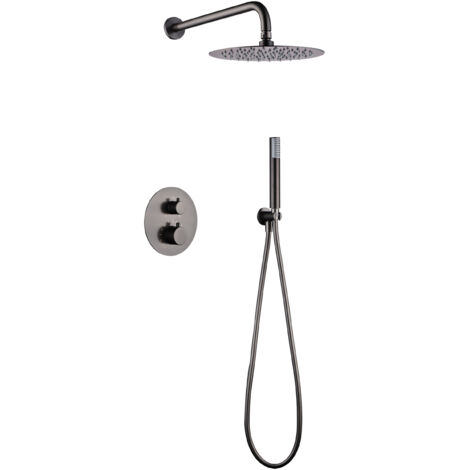Conjunto de ducha termostático empotrado monza black gun metal [ IMEX® ]