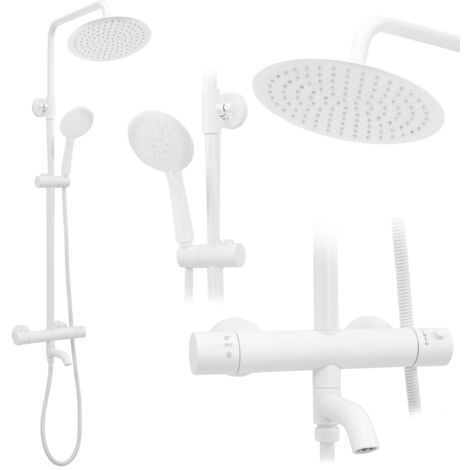 Conjunto de ducha y baño LUNGO con termostato blanco, código REA-P6608