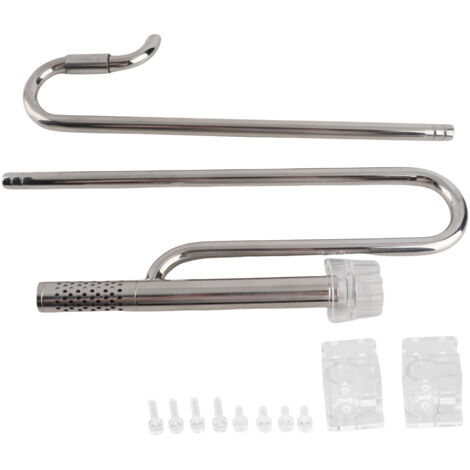 Conjunto de entrada/salida ajustable fabricado en acero inoxidable 304 con skimmer de superficie para acuarios – 12 mm – 35 cm