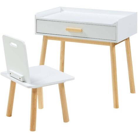 Conjunto de escritorio y silla infantil blanco natural 030009409