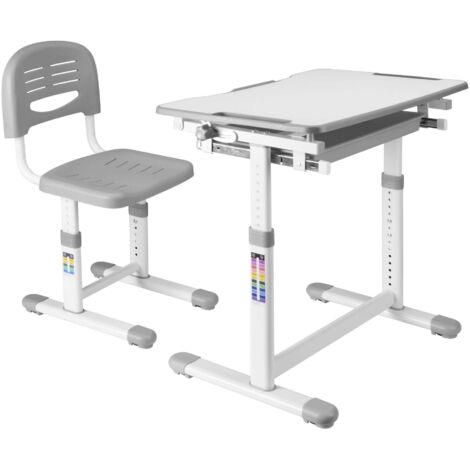 Conjunto de escritorio y silla infantil gris y blanco 030010683