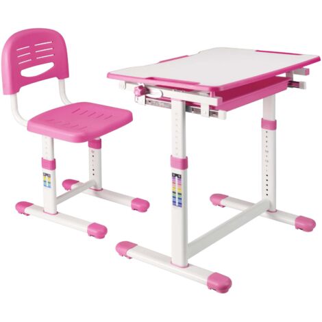 Conjunto de escritorio y silla infantil rosa y blanco 030010684