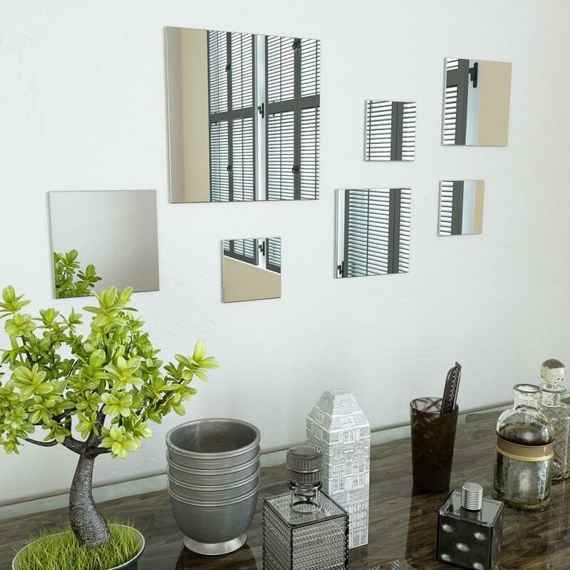 

Conjunto de espejos de pared cuadrados vidrio 7 piezas