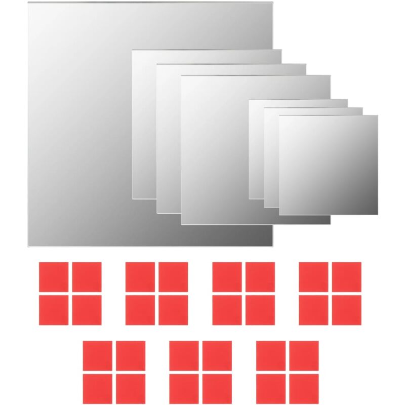 

vidaXL Conjunto de espejos de pared cuadrados vidrio 7 piezas - Plateado