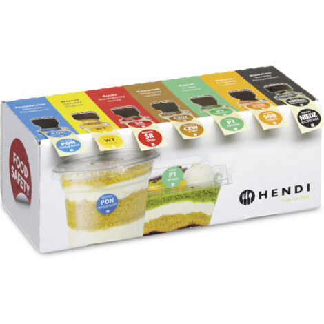 Conjunto de etiquetas de seguridad alimentaria desechables para todos los días de la semana con dispensador - Hendi 850299
