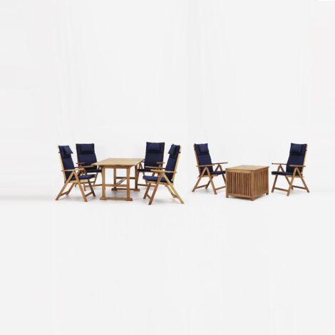 Conjunto de exterior de madera de acacia con cojines - 90cm x 146/200cm x 75cm
