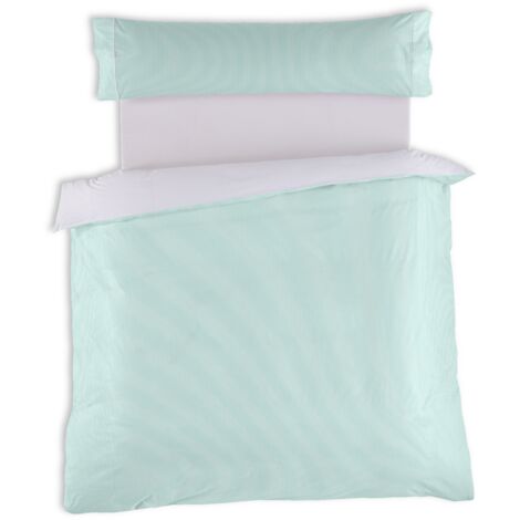 Conjunto de FUNDA NORDICA y funda de almohada Greta, color aqua - Cama de 90 (2 piezas) - 100% algodón - 200 hilos. Gramage: 125