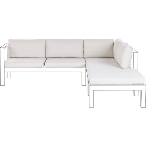 Conjunto de fundas de cojín de jardín para sofá esquinero impermeable protección UV blanco crema Messina
