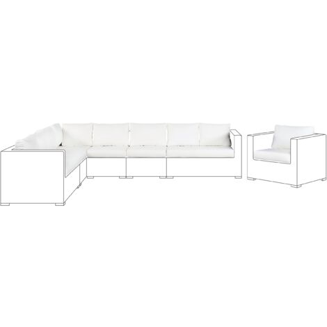 Conjunto de fundas de cojín para conjunto de jardín de poliéster blanco crema para asiento y respaldo XXL