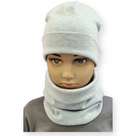 Conjunto de GORRO + BUFANDA para niño, talla 52-56, doble AZUL MELANGE