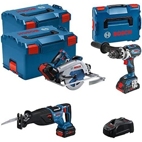 conjunto de herramientas 18V GSB/GKS/GSA - BOSCH - con 2 baterías 18V 5.5AH y 1 18V 4.0AH - cargador - L-Boxx 0615990N38