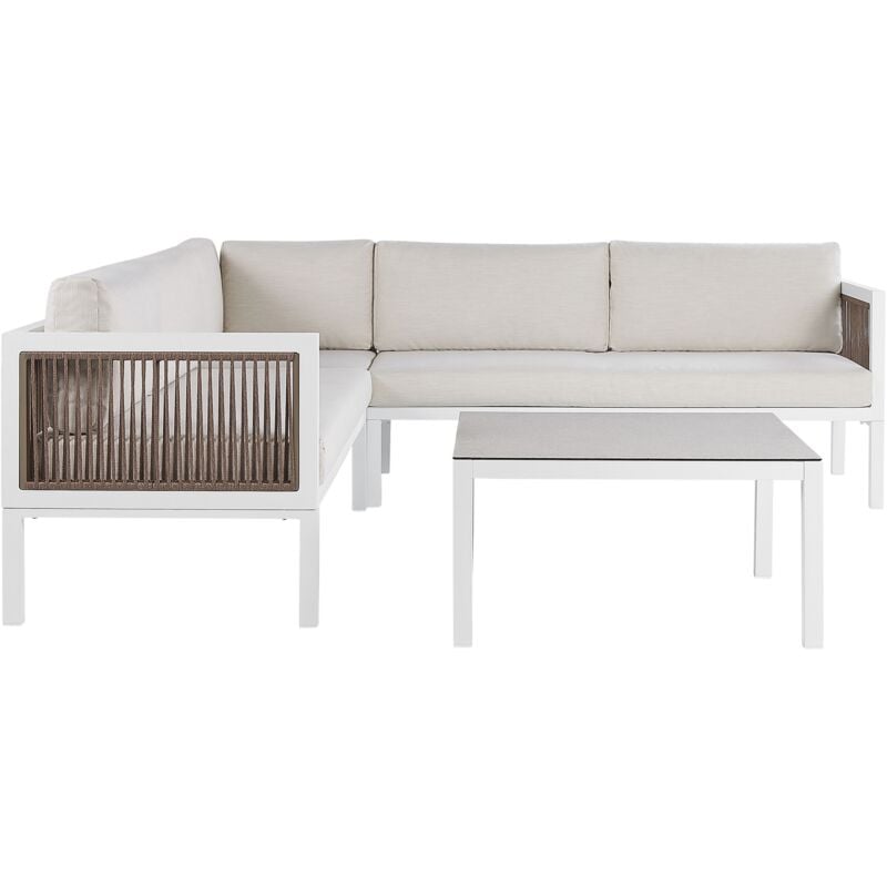

Beliani - Conjunto de jardín 4 plazas blanco/marrón BORELLO