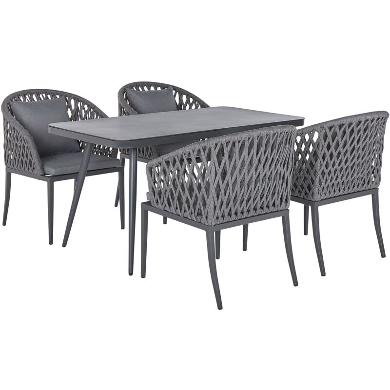 

Conjunto de jardín 4 plazas gris LIPARI
