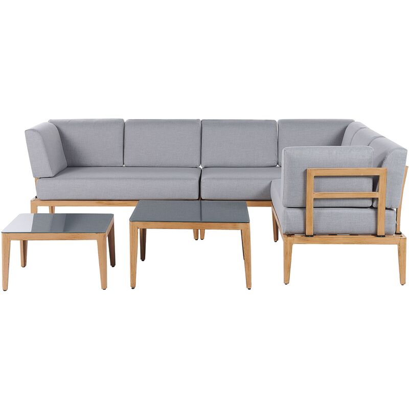 

Beliani - Conjunto de jardín 6 plazas madera clara/gris RIMA
