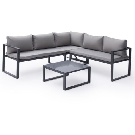 Conjunto de jardín ajustable IBIZA tela gris 4 plazas aluminio antracita