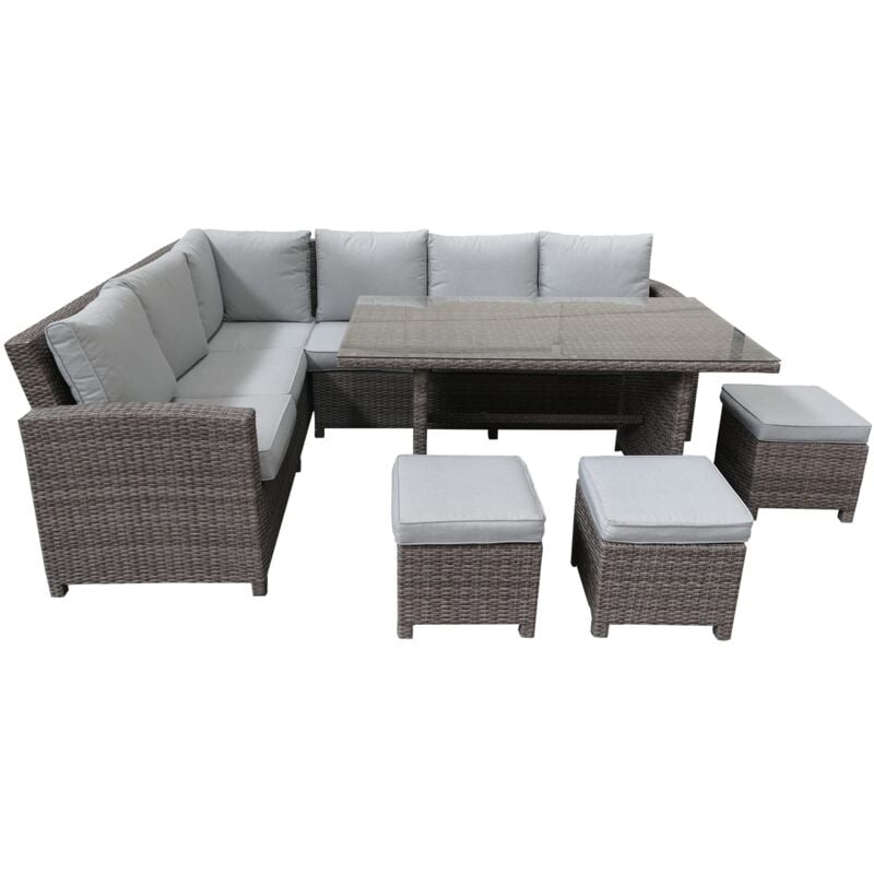 

Conjunto de Jardín Chillvert Calypso Acero+Ratán 1 Sofá Rinconera+3 Taburetes+ 1 Mesa Gris Antracita