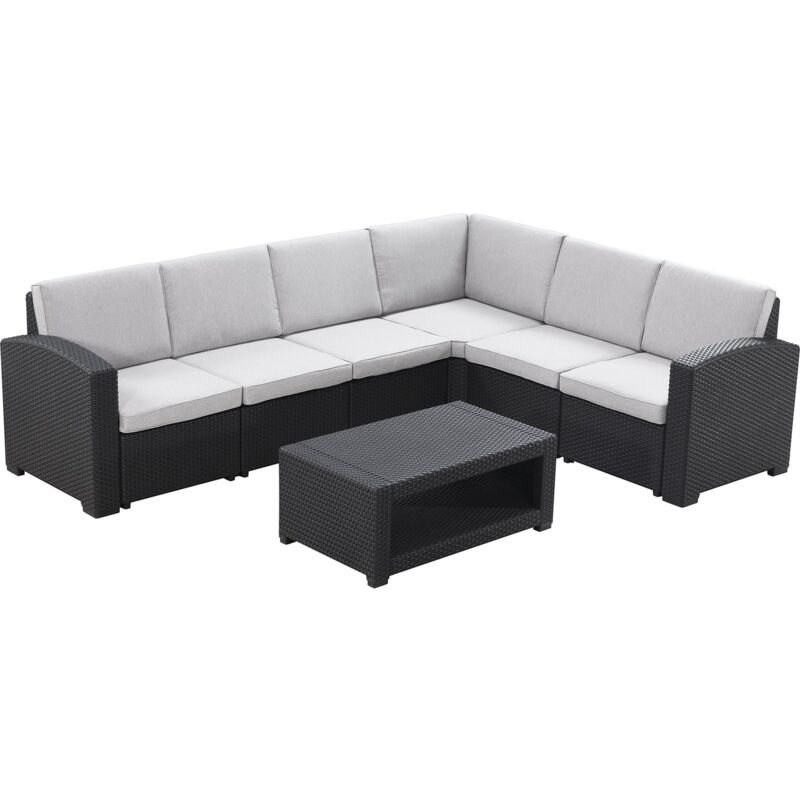 

Conjunto de Jardín Chillvert Elva Resina 2 Sofás rinconera+ 1 Mesa Gris Antracita