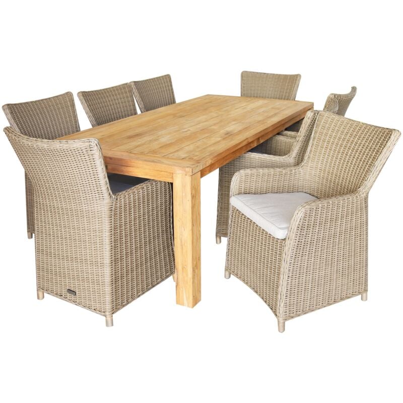 

Conjunto de Jardín Chillvert Nápoles Madera y Resina 1 Mesa + 8 Sillones con Cojines