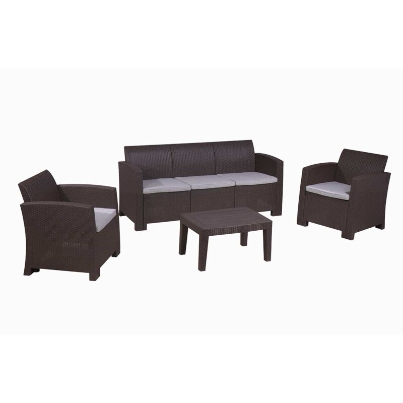 

Conjunto de Jardín Chillvert Salerno Resina 1 Sofá+ 2 Sillones + 1 Mesa Marrón