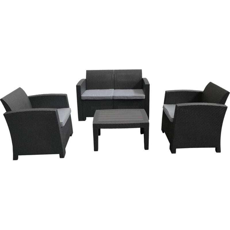 

Conjunto de Jardín Chillvert Siena Resina 1 Sofá+ 2 Sillones + 1 Mesa Gris Antracita