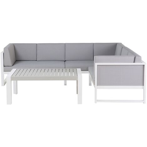 Conjunto de jardín con marco de aluminio gris claro modular en forma de L para exterior Castella