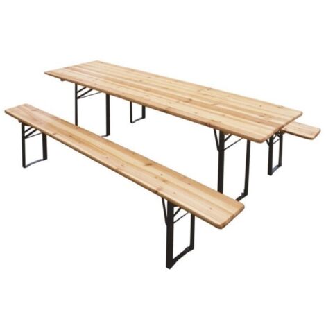 Conjunto de jardín con mesa y dos bancos en madera y acero Verdelook