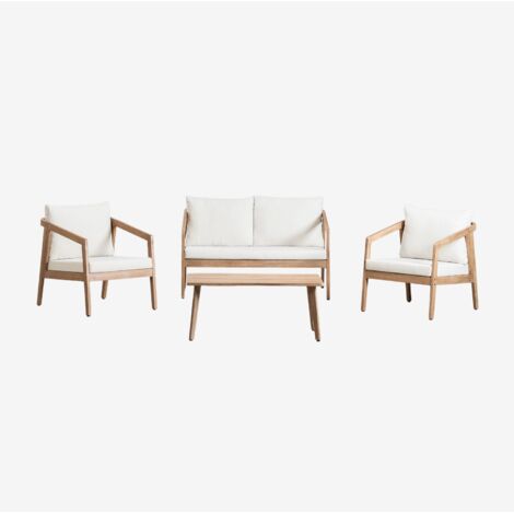Conjunto de jardín con sofá, 2 sillones y mesa de centro en madera de acacia Kaela SKLUM             