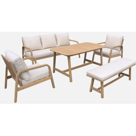 Conjunto de jardín de 7 plazas de madera de acacia