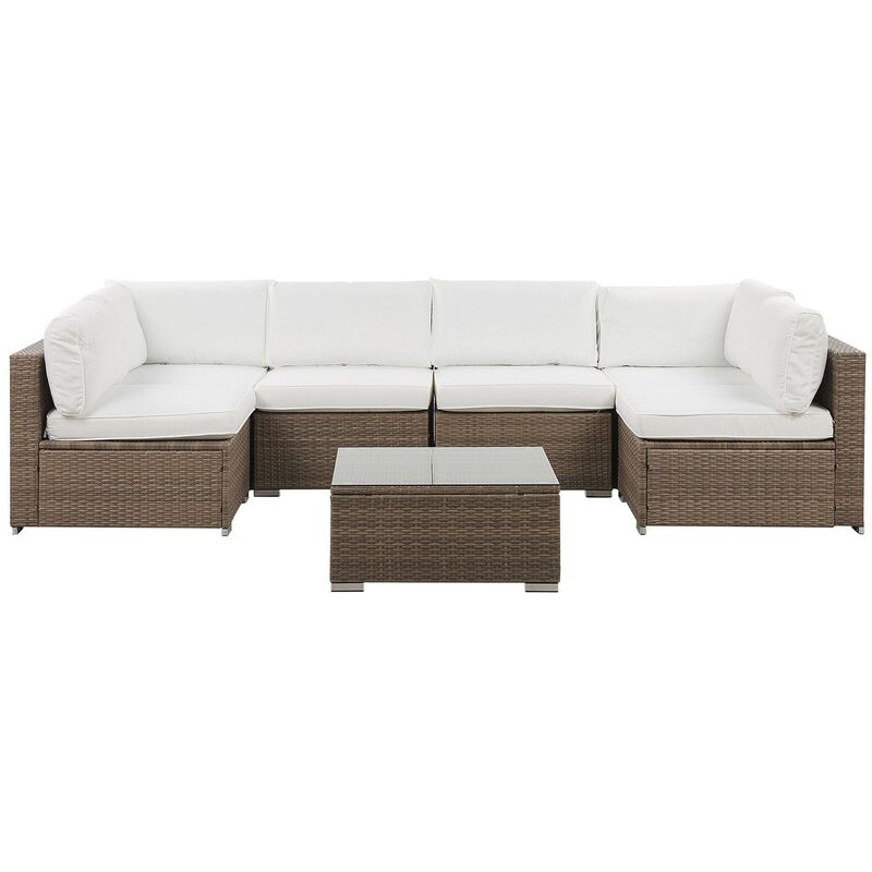 

Beliani - Conjunto de jardín de ratán blanco 6 plazas BELVEDERE